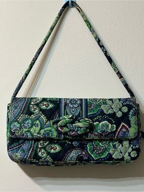 Vera Bradley Peacock Quilted Cotton Flap Shoulder Bag Retired Paisley Print